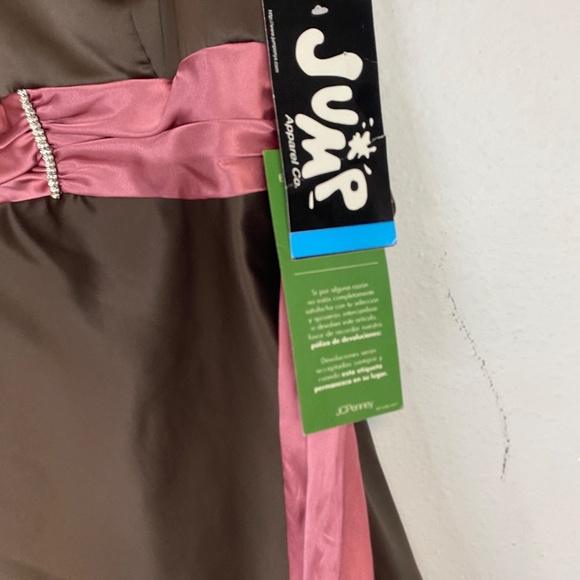 JUMP APPAREL STRAP Belt TIE/RHINESTONE Tulle homecoming DRESS 5/6 brown/pink - Picture 4 of 10